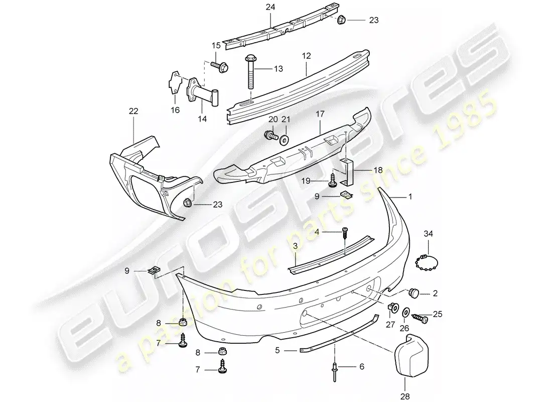 porsche 2004 (996 gt3) bumper parts diagram