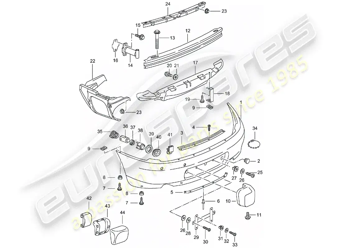 porsche 2002 (996) bumper parts diagram