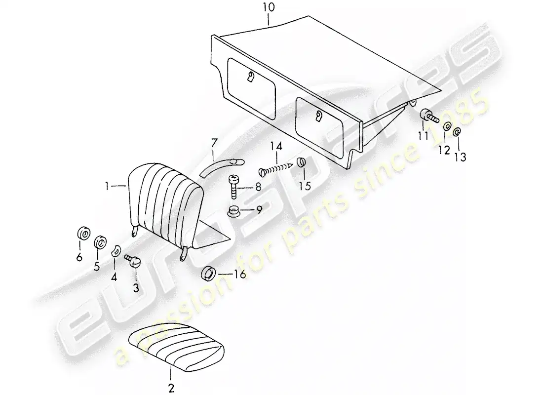 porsche 1970 (911) emergency seat parts diagram