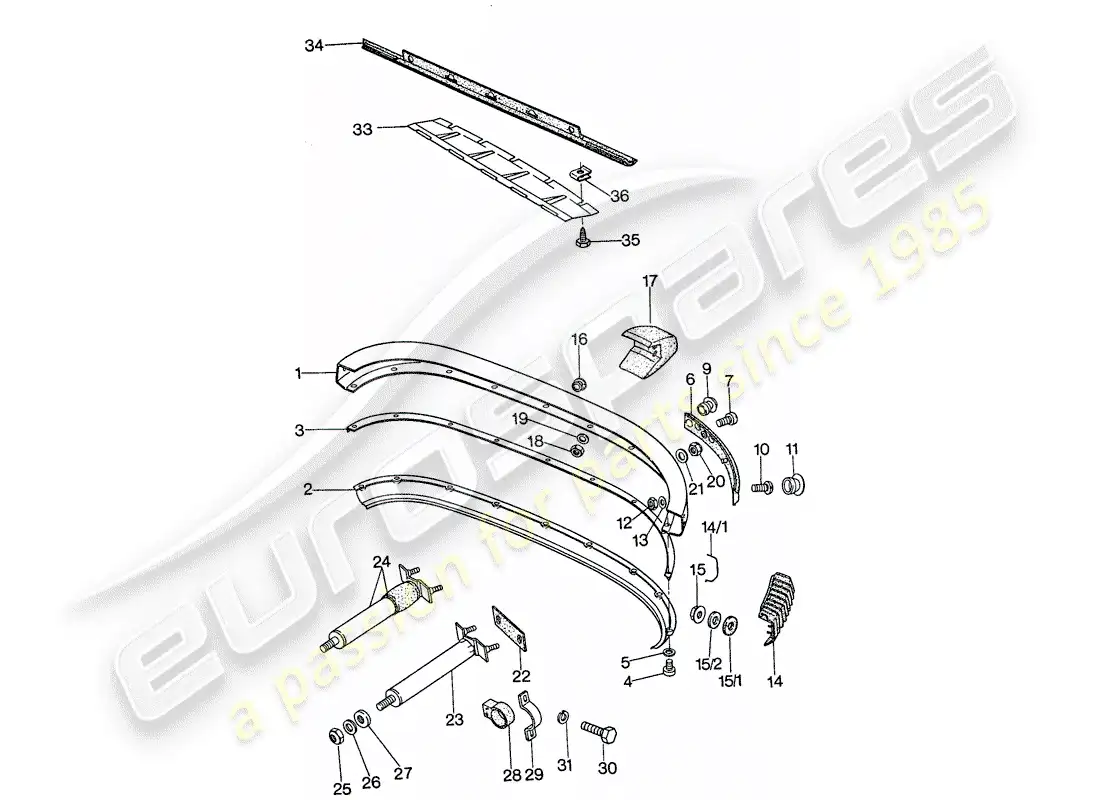 porsche 1976 (911) bumper parts diagram