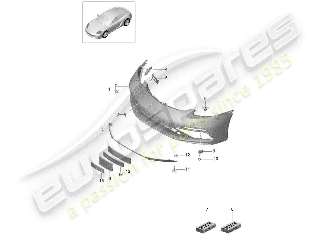 porsche 2019 (718 cayman) bumper parts diagram