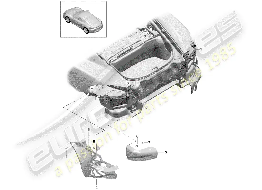 porsche 2019 (718 cayman) fasteners parts diagram