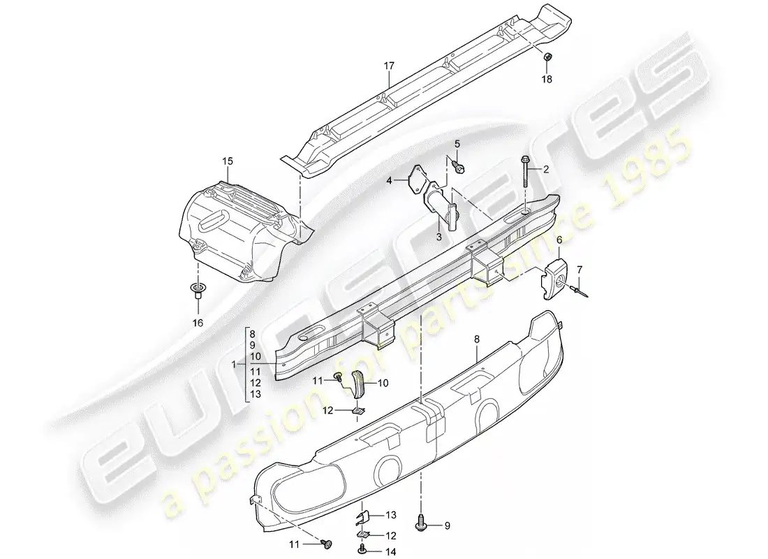 porsche 2008 (997-1 turbo / gt2) bumper parts diagram