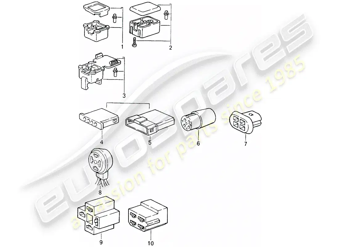 porsche 1993 (964) connector housing - 4-pole parts diagram