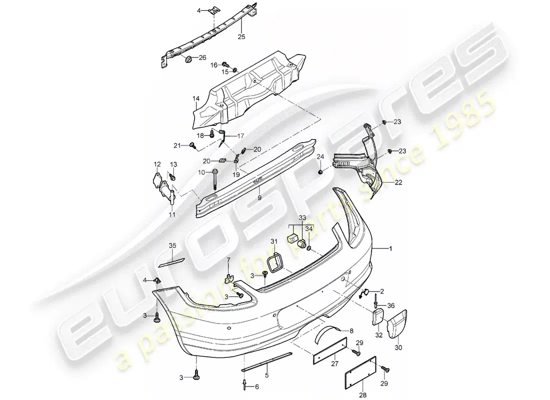porsche 2008 (987 boxster) bumper parts diagram