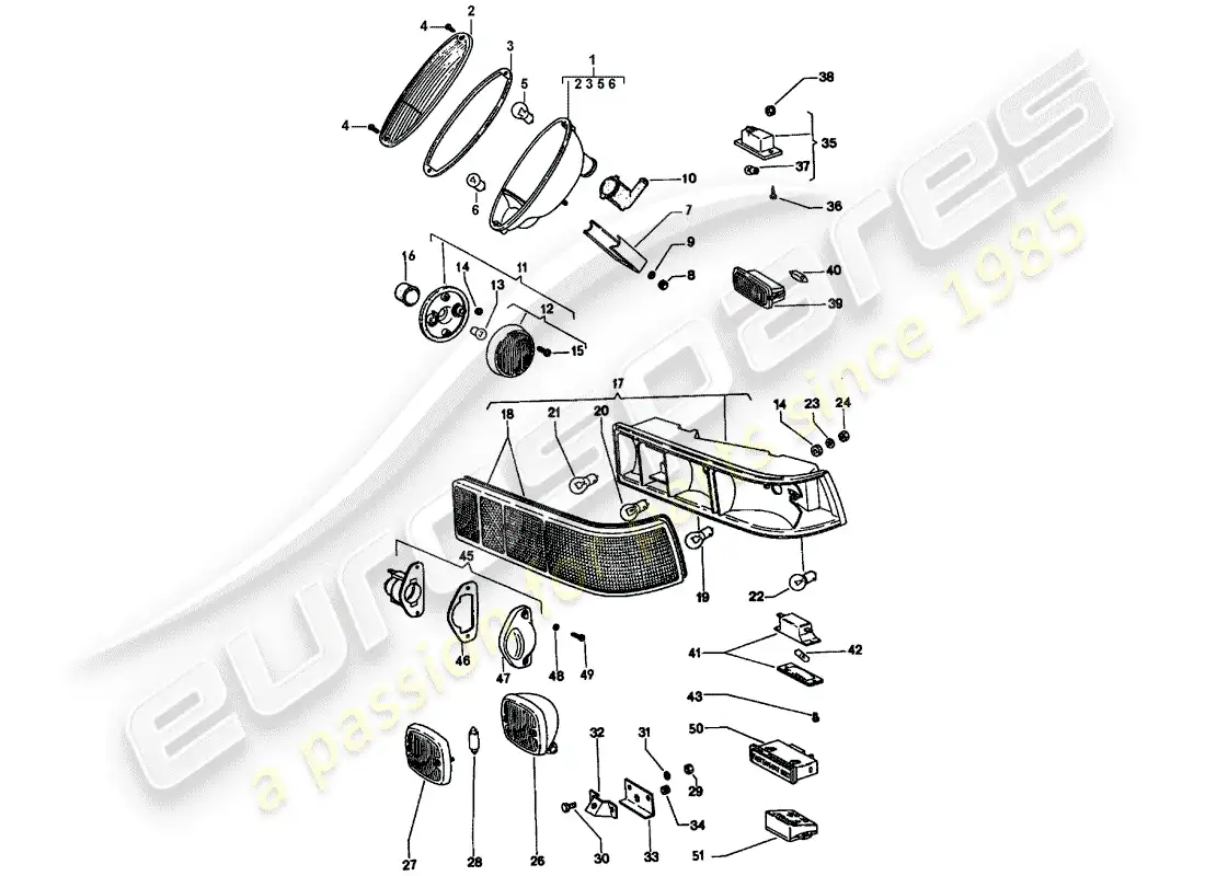 porsche 1976 (914) taillight parts diagram