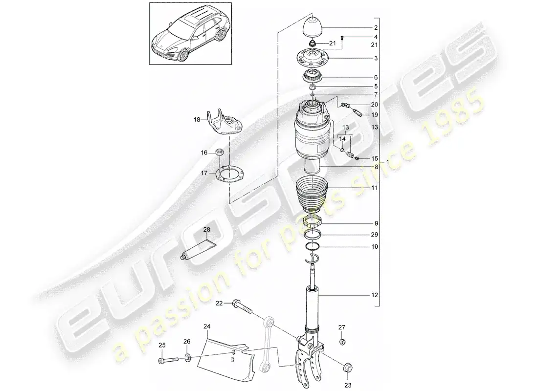 porsche 2016 (cayenne e2 92a) air spring parts diagram