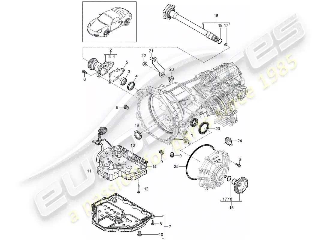 porsche 2012 (987 boxster) - pdk - parts diagram