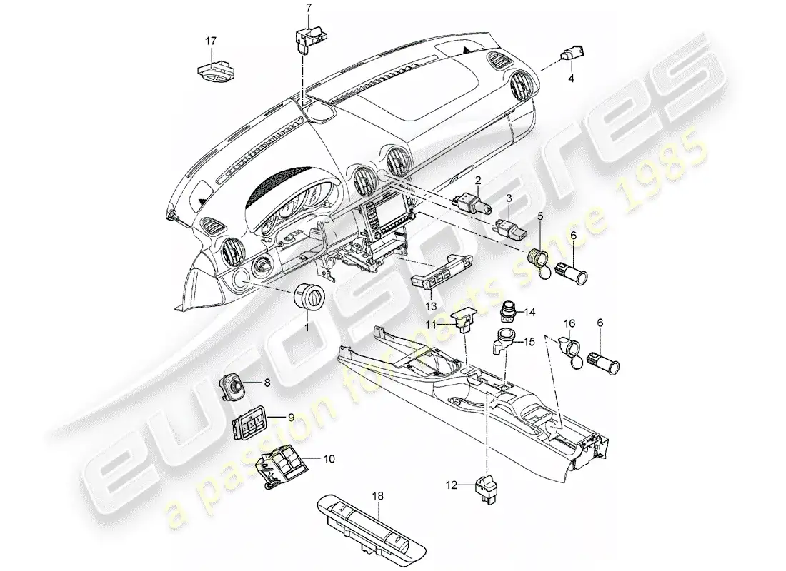 porsche 2006 (987 boxster) switch parts diagram