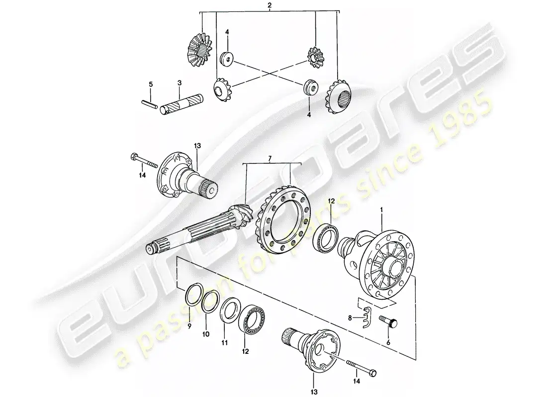 porsche 1977 (924) differential - 5-speed parts diagram