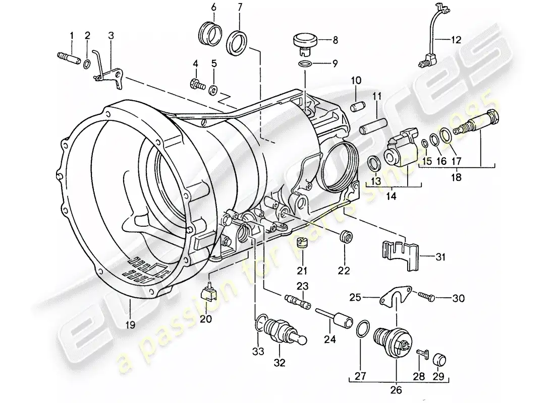 porsche 1990 (928) automatic transmission - transmission case - accessories parts diagram