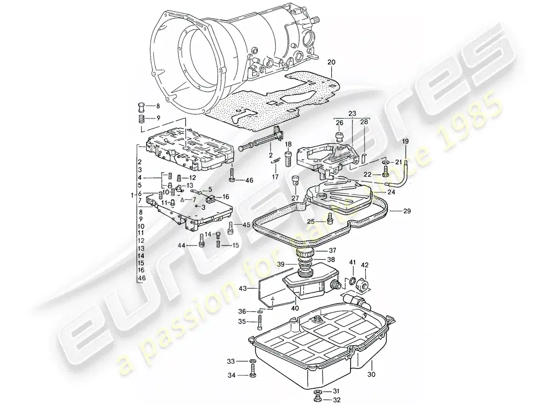 porsche 1990 (928) automatic transmission - shift-valve body parts diagram