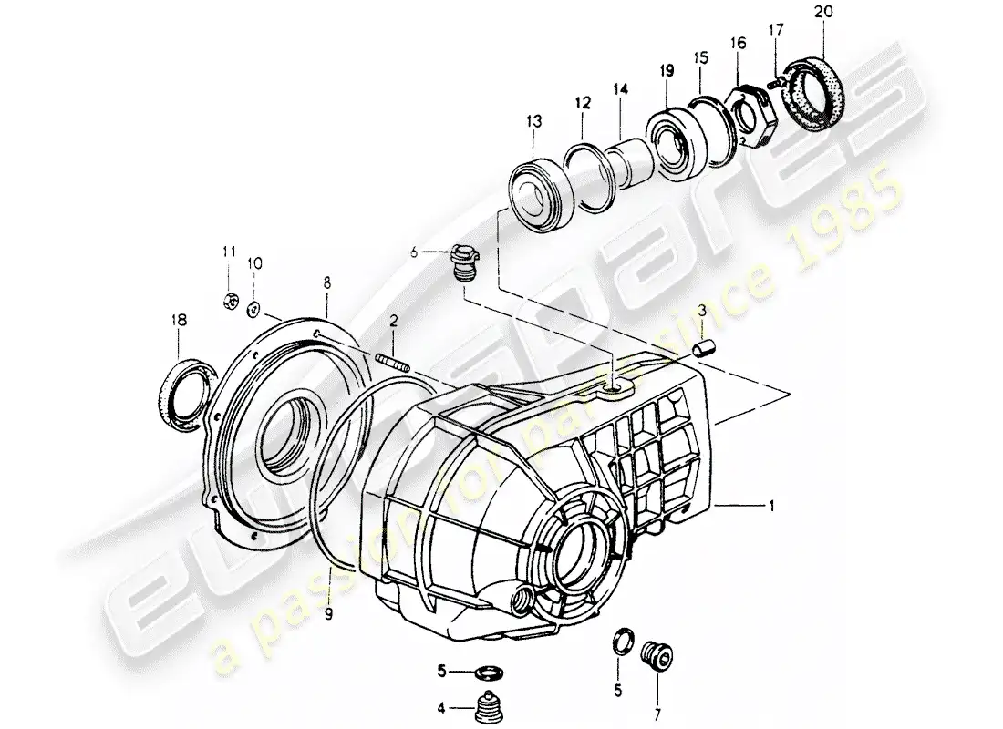 porsche 1994 (964) front axle differential parts diagram