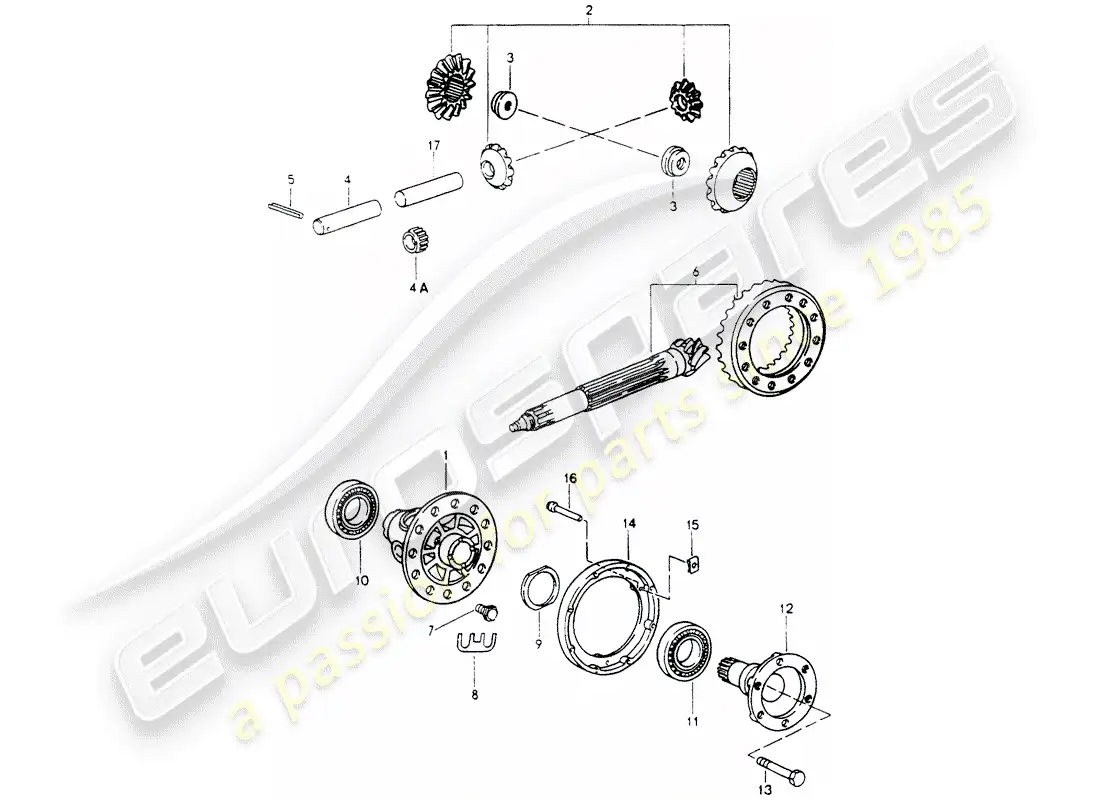 porsche 1991 (964) differential parts diagram