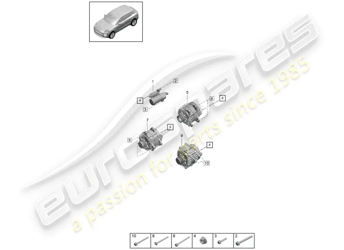 porsche 2019 (macan) starter parts diagram