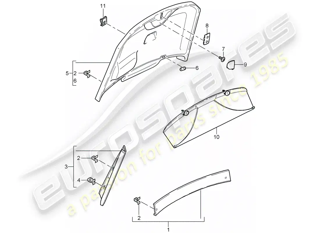porsche 2007 (987 cayman) trims parts diagram