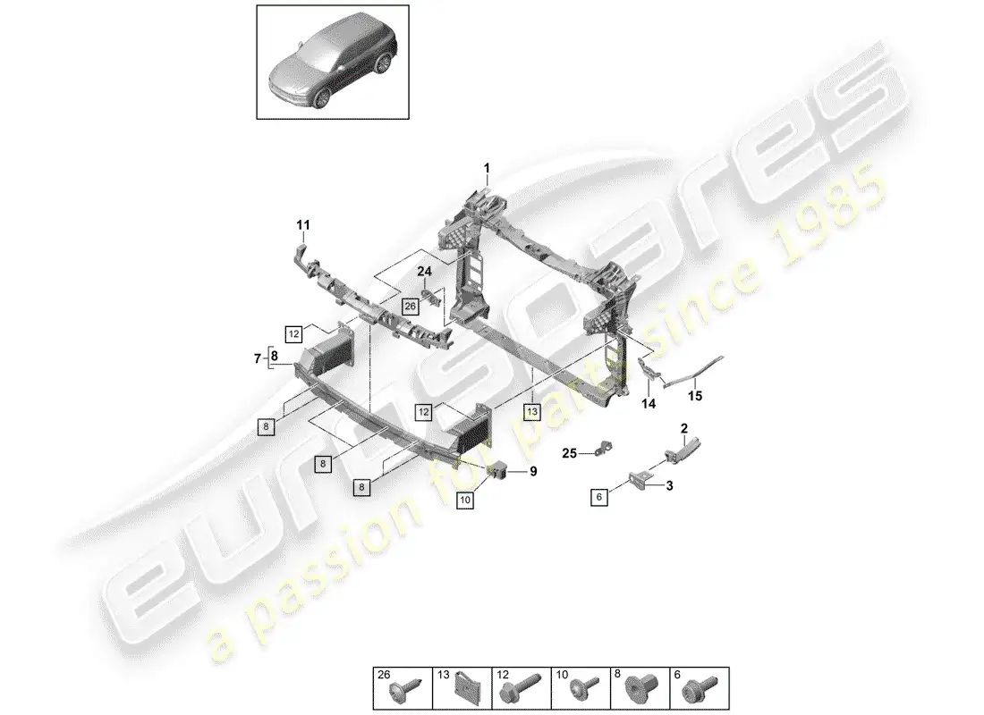 porsche 2018 (cayenne e3 9ya/9yb) bumper parts diagram