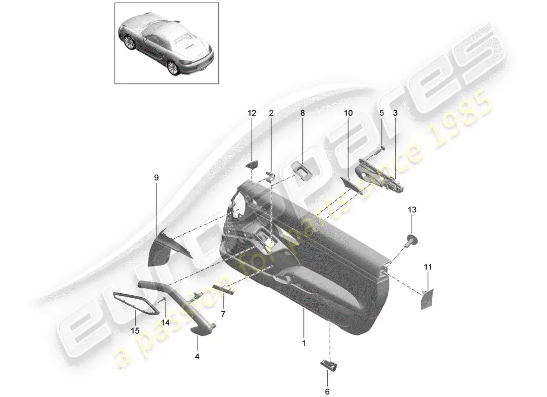 porsche 2013 (981 boxster) door panel parts diagram