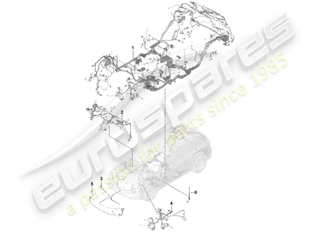 porsche 2019 (cayenne e3 9ya/9yb) wiring harnesses parts diagram