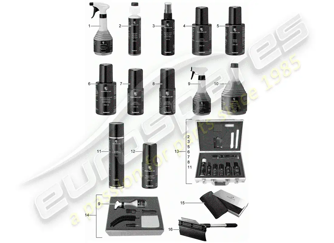 porsche 2004 (tequipment) cleaning agent parts diagram
