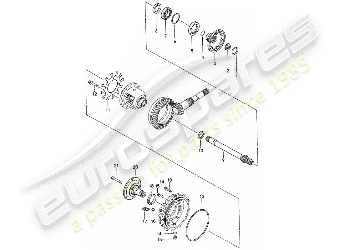 porsche 1995 (968) tiptronic - differential - housing parts diagram