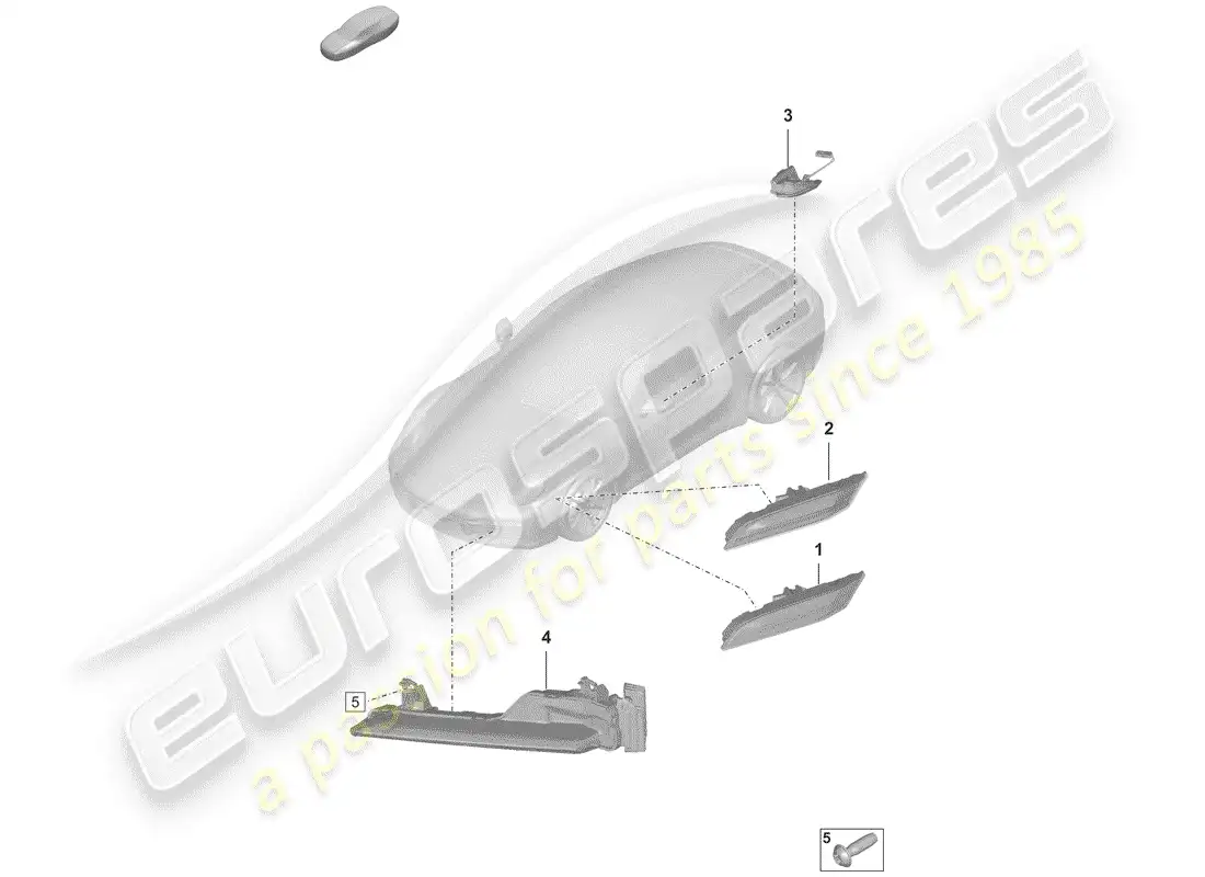 porsche 2020 (992-1) turn signal repeater parts diagram