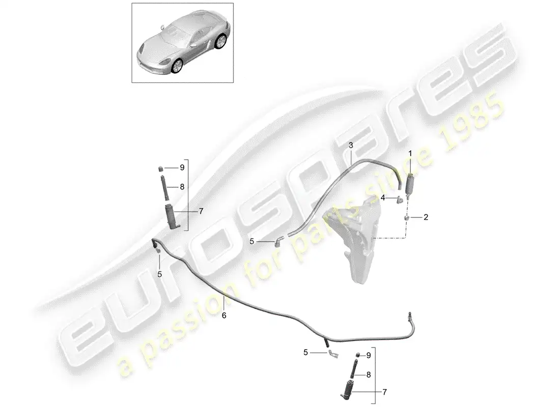 porsche 2017 (718 cayman) headlight washer system parts diagram