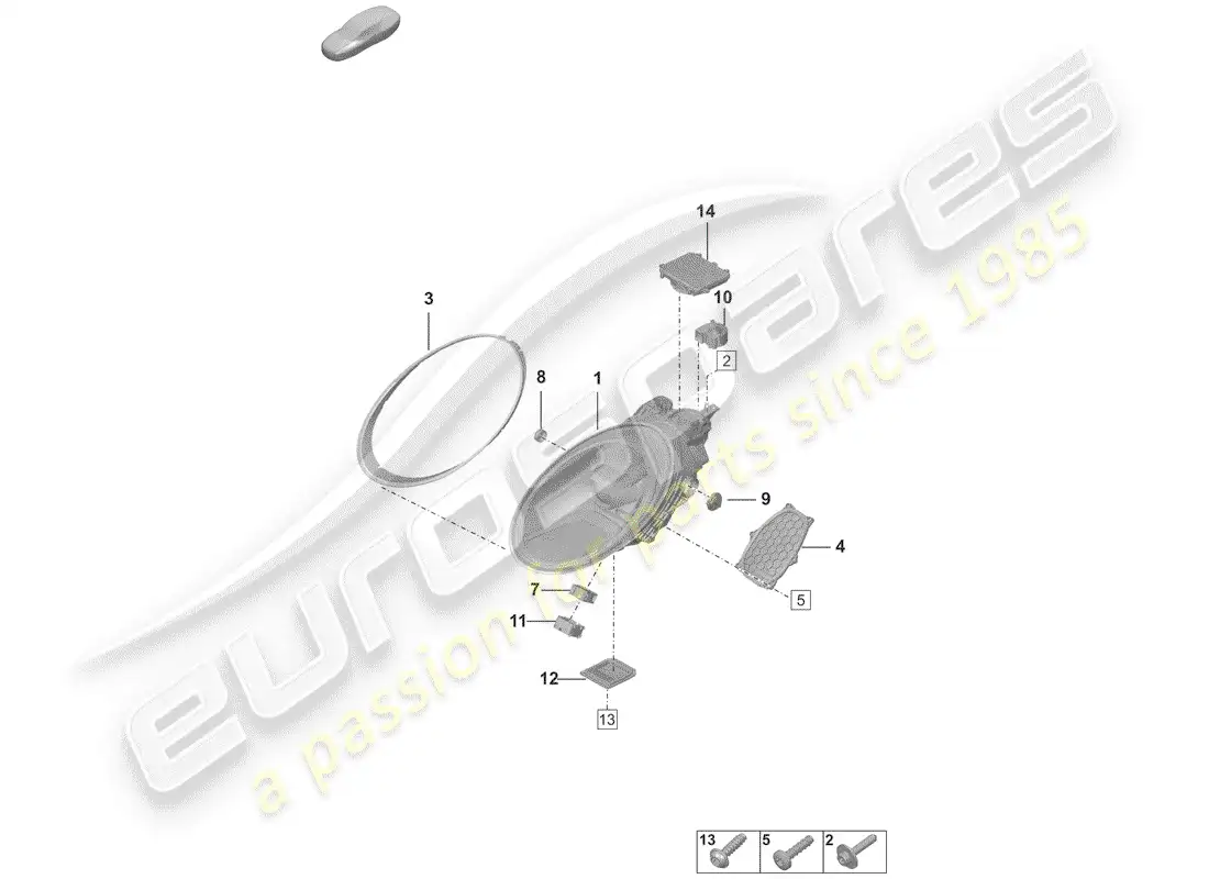 porsche 2020 (992-1) led headlight with parts diagram