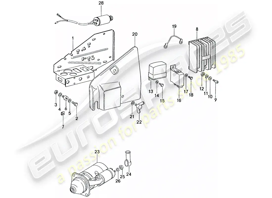 porsche 1974 (911) plate - starter - switch unit parts diagram