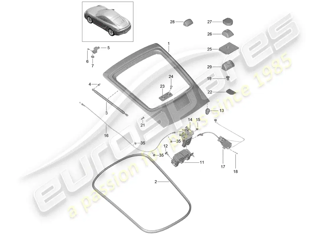 porsche 2015 (981 cayman) cover parts diagram