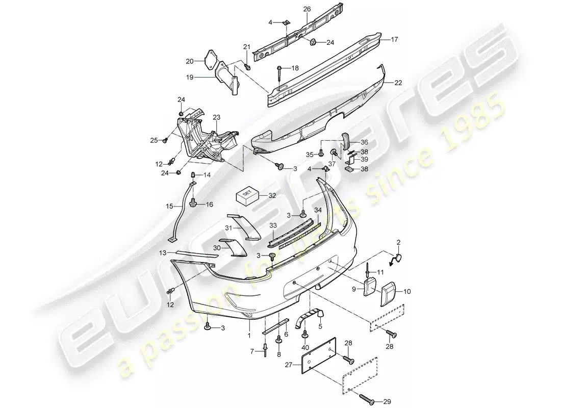 porsche 2007 (997-1 gt3) bumper parts diagram
