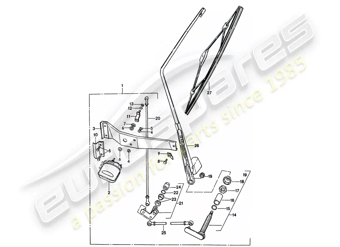 porsche 1974 (911) rear window wiper - d - mj 1976>> parts diagram