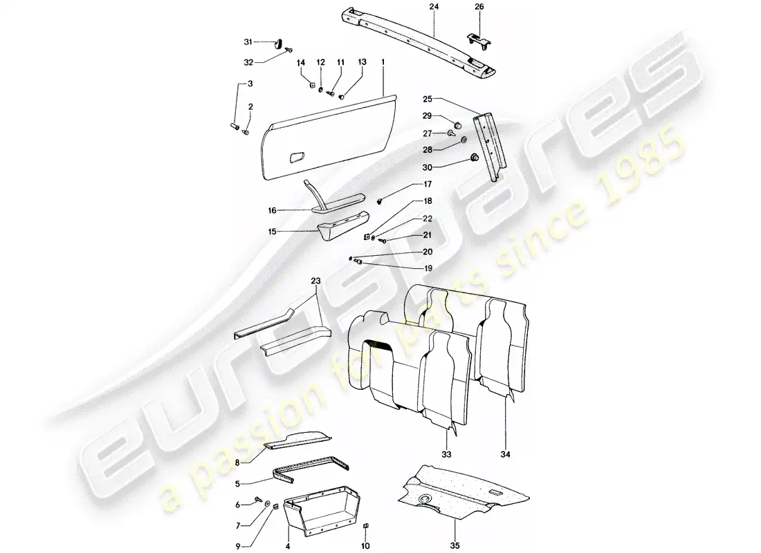porsche 1974 (914) interior equipment part diagram