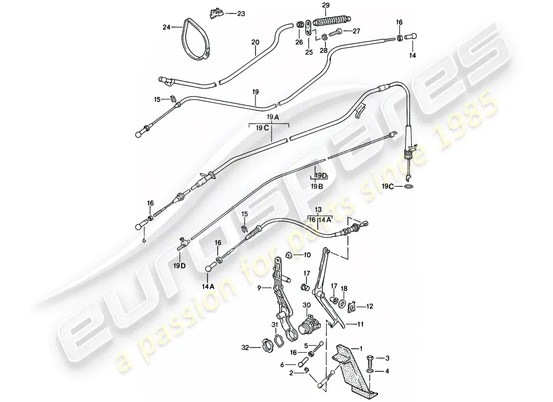 porsche 1986 (928) throttle control parts diagram