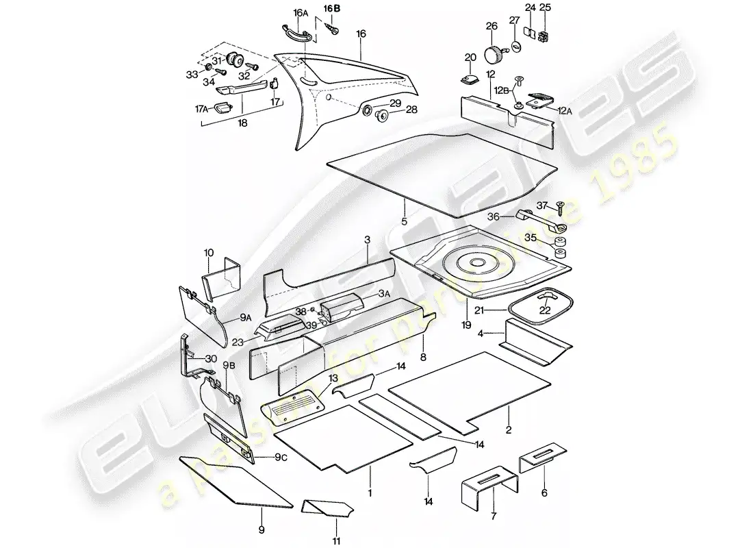 porsche 1980 (928) trims parts diagram