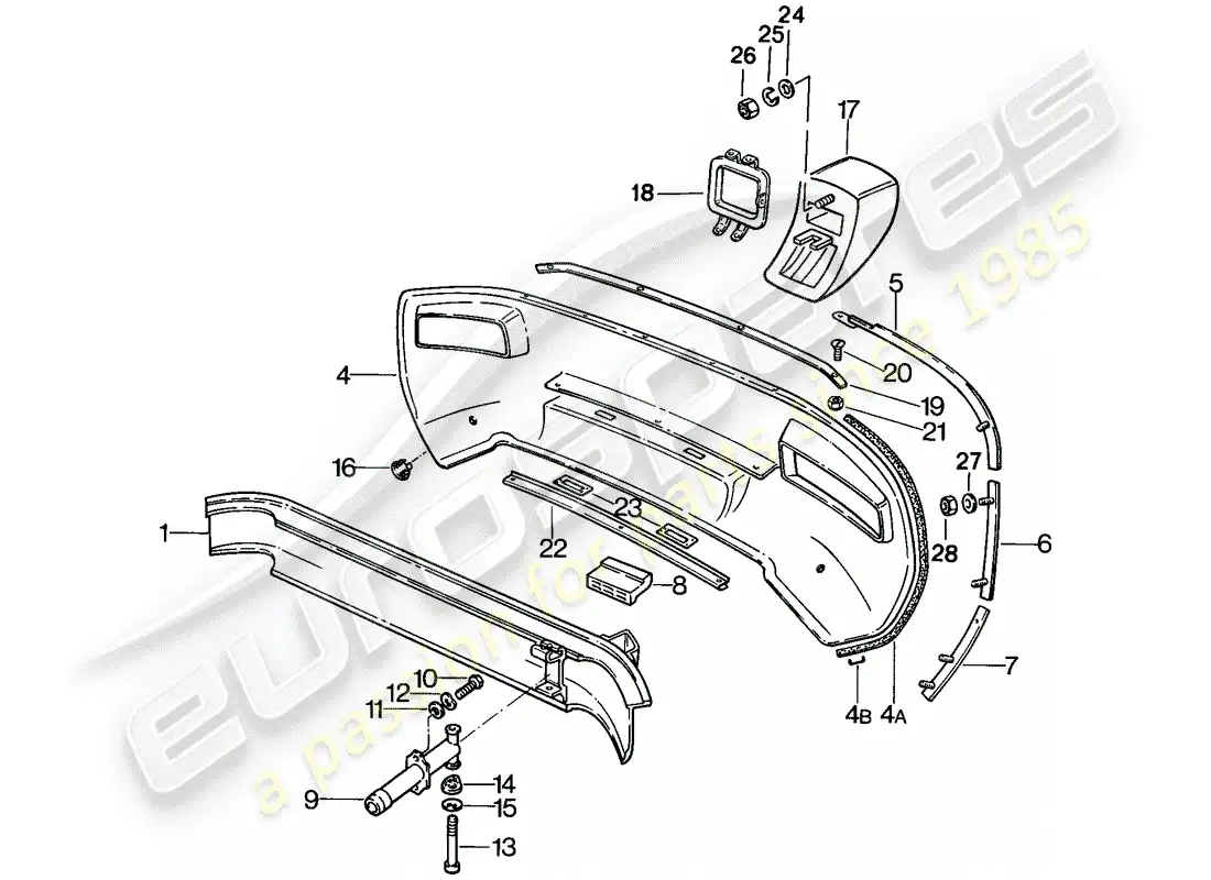 porsche 1985 (928) bumper parts diagram