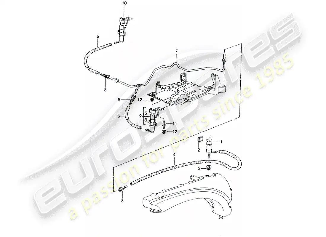 porsche 1998 (996) headlight washer system - d >> - mj 2001 parts diagram