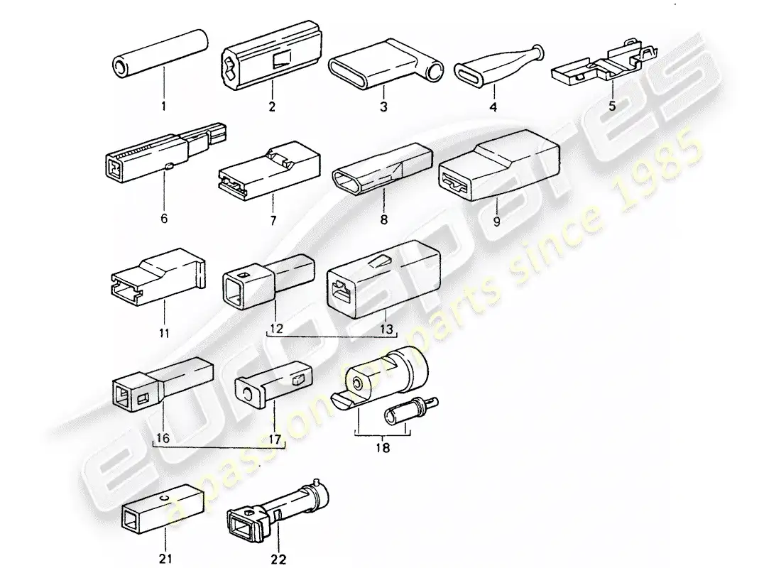 porsche 1993 (964) butt connector - connector housing - single pole parts diagram