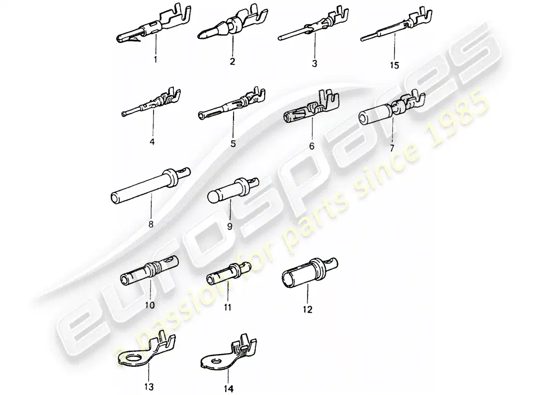 porsche 1993 (964) pin (male) terminal - contact pin - cable shoe parts diagram