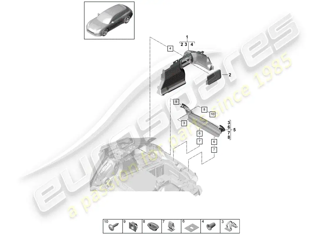 porsche 2017 (panamera 971-1) boot lining part diagram