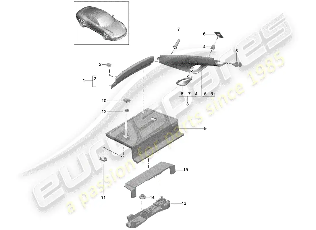 porsche 2014 (991-1) trims parts diagram