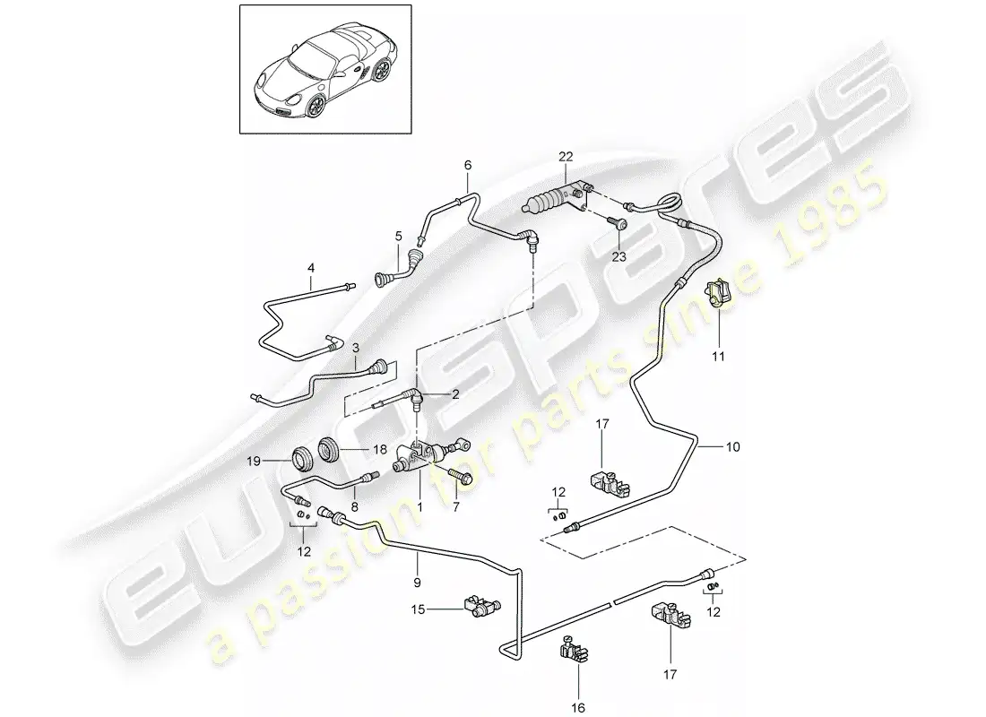 porsche 2011 (987 boxster) hydraulic clutch parts diagram