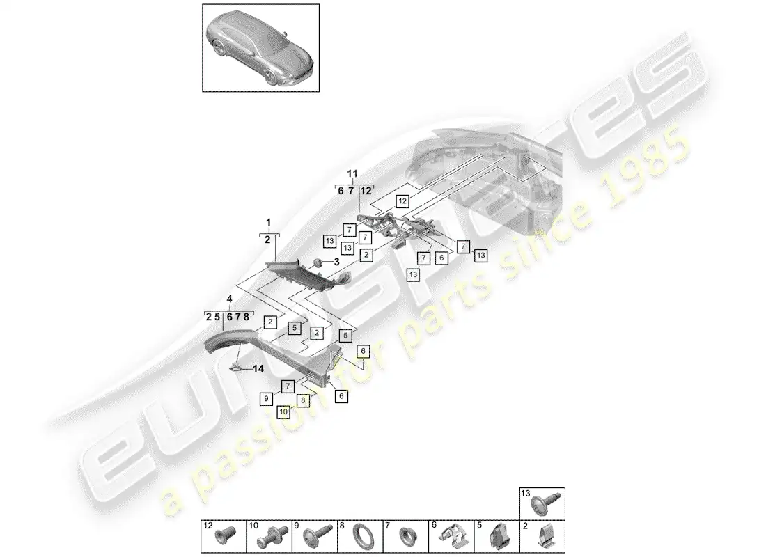 porsche 2017 (panamera 971-1) trims part diagram