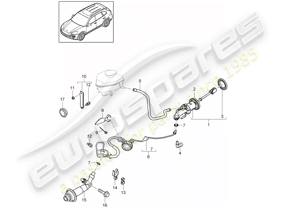 porsche 2014 (cayenne e2 92a) hydraulic clutch part diagram