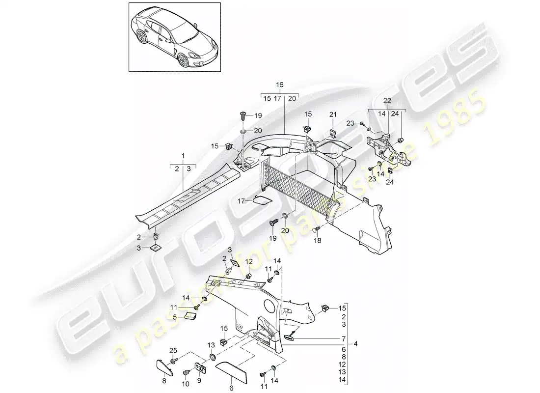 porsche 2013 (panamera 970) trims parts diagram