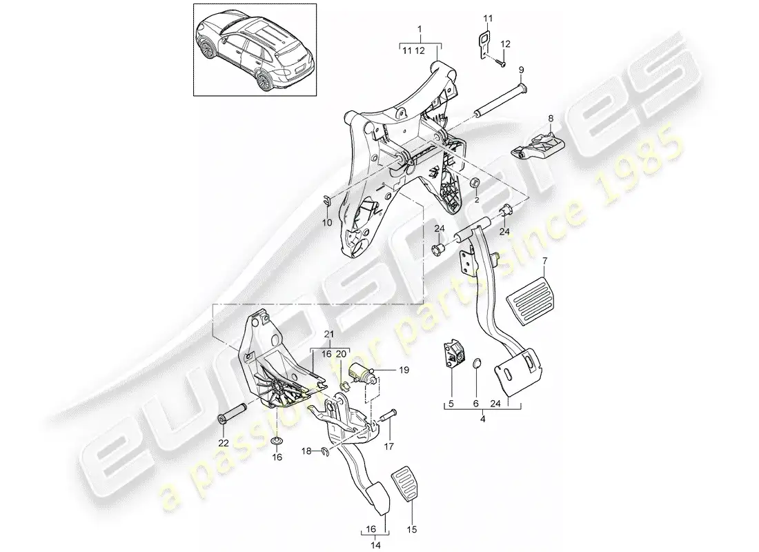 porsche 2014 (cayenne e2 92a) pedals part diagram