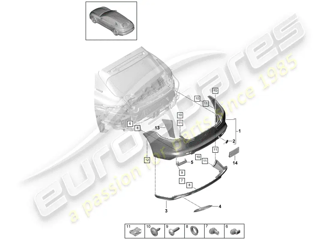 porsche 2017 (panamera 971-1) bumper part diagram