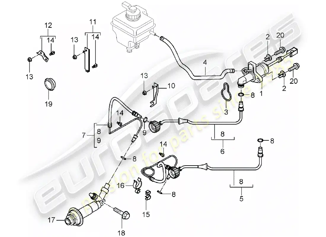 porsche 2006 (cayenne e1 9pa) hydraulic clutch parts diagram