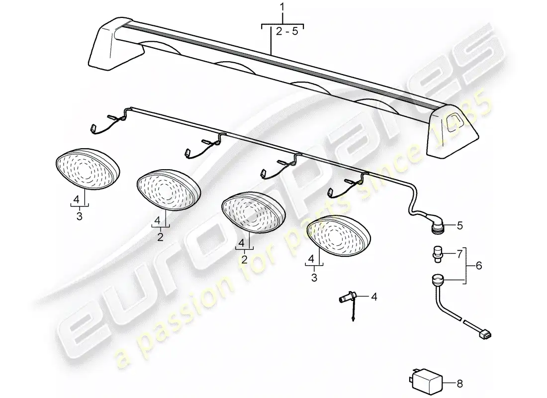 porsche 2008 (cayenne e1 9pa) additional headlight parts diagram