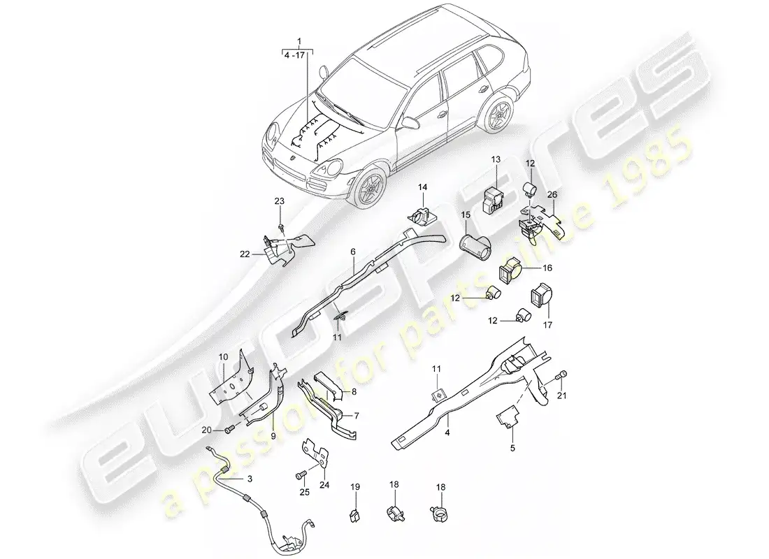 porsche 2005 (cayenne e1 9pa) wiring harnesses part diagram